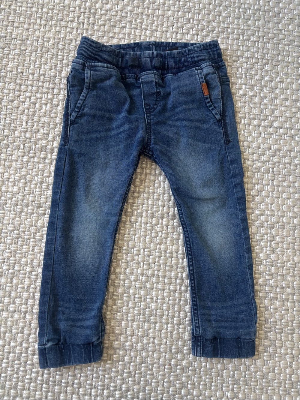 H&M Dark Blue Elastic-Waist Denim Jogger Pants